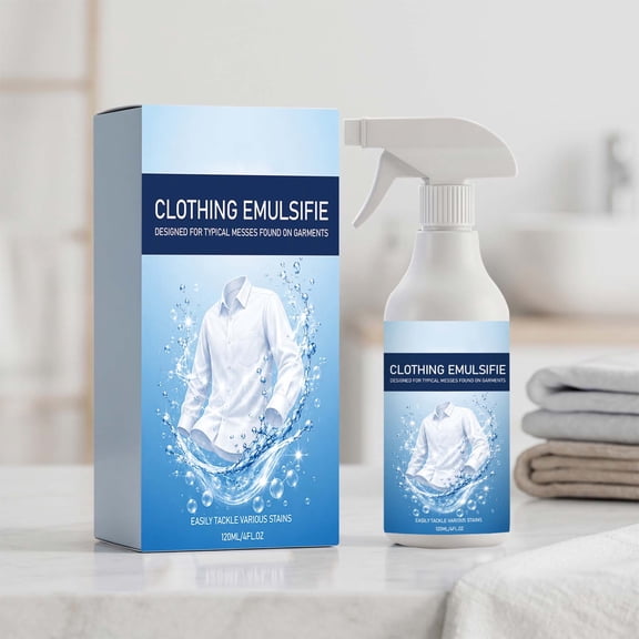 Clothing Emulsifier Stain Remover Spray 120ml, Fabric Oil Cleaner for Garment Grease Spots, Gentle Degreaser Safe for Cotton Linen Polyester Fabrics