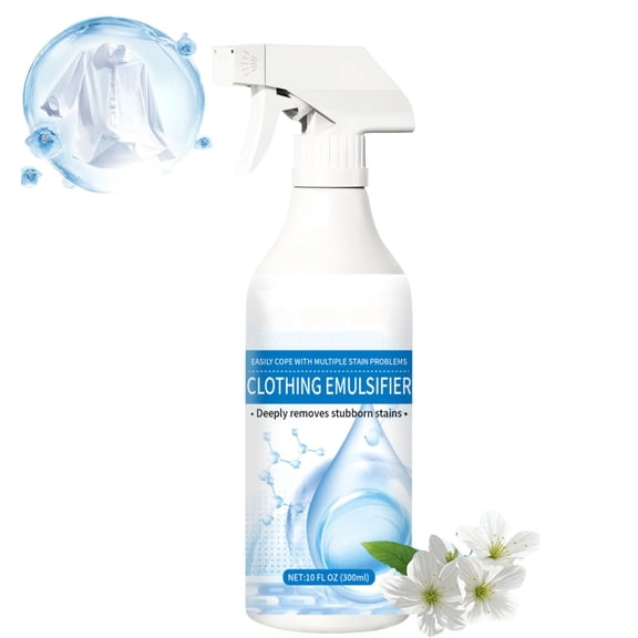Clothing Emulsifier Stain Remover Spray, 300ml Non-Ionic Fabric Cleaner for Tough Oil & Grease, Quick Dry Spot Cleaner for Clothes, Gentle & No-Damage Formula