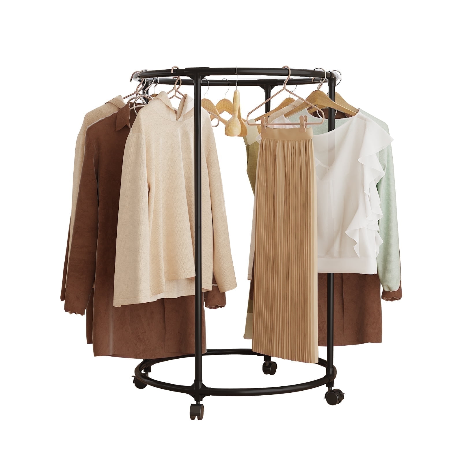 R & B Wire 48 in. Single Pole Metal Clothes Hanger with Wheels