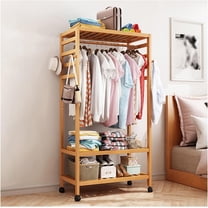 Clothing Garment Rack for Hanging Clothes, Freestanding Clothing Hanger Rack with Wheels, 3-Tier Storage Shelves and Hanging Rod