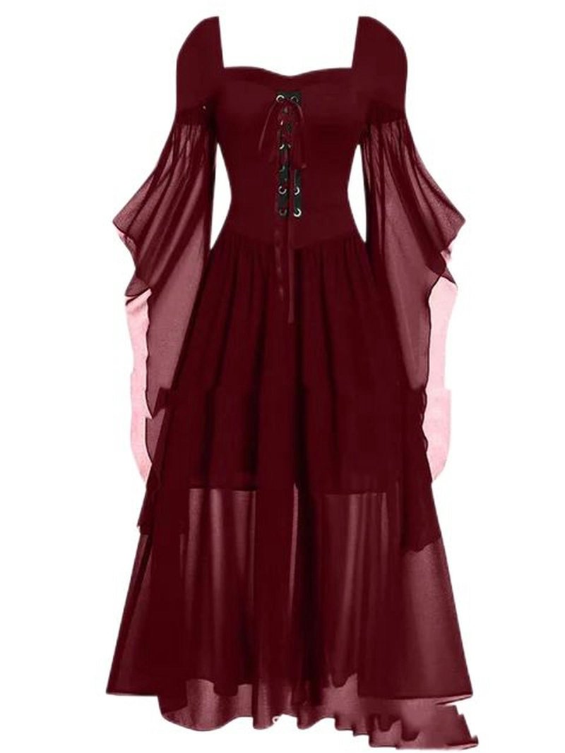 Clothing Gothic Off Shoulder Camisole Bandage Mesh Sheer A-Line Party Dress- Burgundy-S - Walmart.com