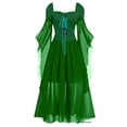 thumbnail image 1 of Clothing Gothic Off Shoulder Camisole Bandage Mesh Sheer A-Line Party Dress-Green-XL, 1 of 7