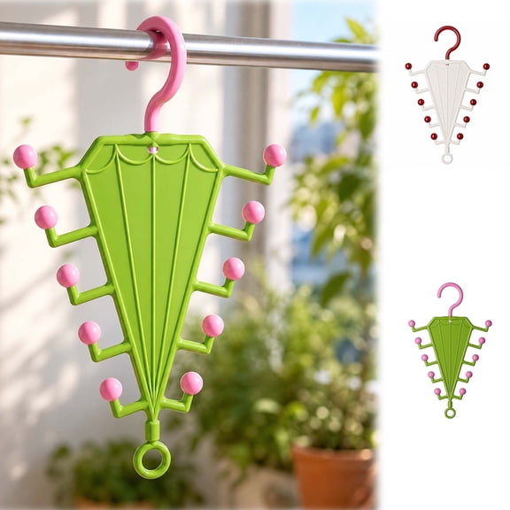 Clothing Hanger,Accessory Rack,V Shaped Double Side Design With Round Hooks,Space Saving Organizer For Wardrobe Bedroom And Campus Storage(Green)