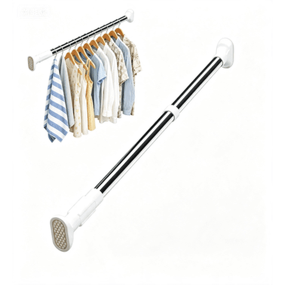 Clothing Hanger Telescopic Rod, Adjustable Closet Rods No Drilling | Non Slip Clothes Hanging Telescoping Tension Rods, Extender Drying Pole for Bathroom Wardrobe(PipeDia:0.87'')M