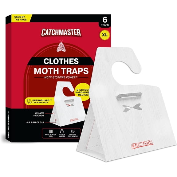 Clothing Moth Traps with Premium Extra Strength Odorless Pheromone Technology  XL Hardwood Design, Extra-Strength Glue  Traps & Targets Casemaking and Webbing Moths - 6-Pack