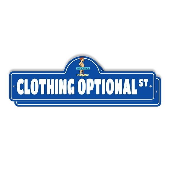 Clothing Optional (2 Pack) Plastic Street Sign - 6 Inch X 18 Inch Gift Funny Humor Decor Joke Gag Pool Beach Spa Freedom Relax