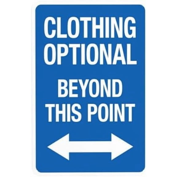 Clothing Optional Beyond This Point Sign, Pool Warning Sign, Pool Metal Signs for Business Home Outdoor Indoor Road Yard Garage Street Wall Caution Custom Decor 8 x 12 Inch