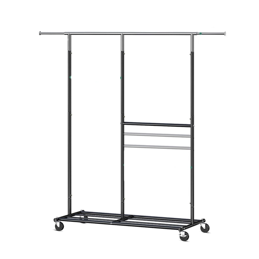 Clothing Rack, 410 LBS Rolling Clothes Rack with Wheels, Adjustable ...