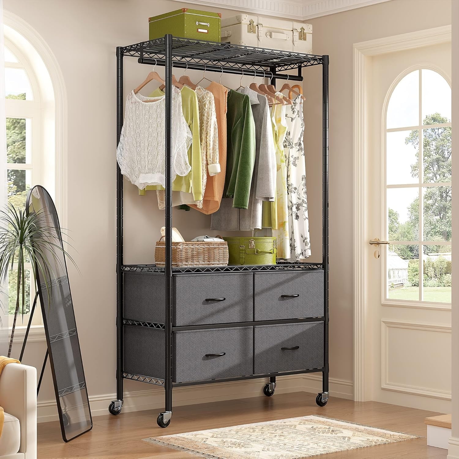 Clothing Rack 450LBS Garment Rack Closet Rack with Drawers Clothing