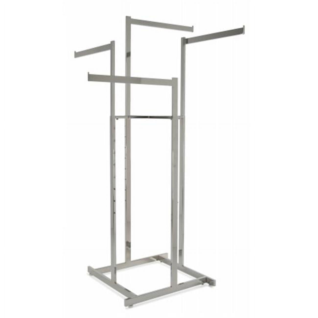 Chrome Metal Adjustable 4-Way Clothing Rack with Straight Arms