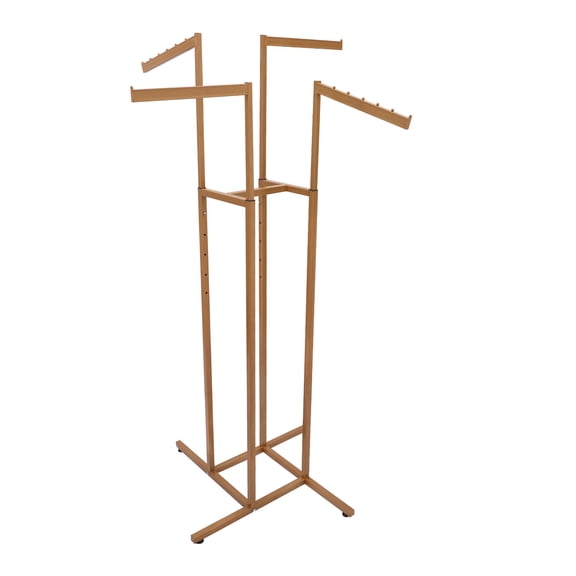 Clothing Rack, Coat Hanger, 4 Rod Display Rack, Gold, 201 Stainless Steel, Height Adjustable, for Retail Store Boutique Clothing Display