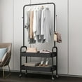 thumbnail image 1 of Clothing Rack Garment Rack Clothes Hanger Rolling Base w/ 2 Metal Basket Retail, 1 of 11