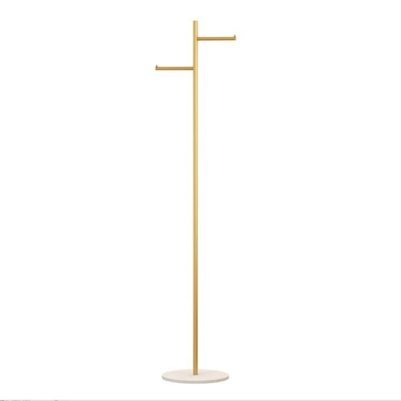 Clothing Rack, Golden Metal Freestanding Heavy Duty Clothes Rack with Marble Base, Multipurpose Garment Hanger for Bedroom, Hat, Scarf, Jacket