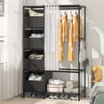 thumbnail image 1 of Clothing Rack for Hanging Clothes with Shelves, Portable Closet System Organizer Garment Rack for Clothes Storage, Metal Free Standing Wardrobe Clothes Organizer, Black, 1 of 13