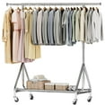 thumbnail image 1 of Clothing Rack Hanging Rack Heavy Duty Load 450 LBS, Metal Rolling Clothes Rack, Free Standing Garment Rack with Sturdy Wheels & Shelves, Portable Closet Wardrobe Rack, Sliver, 1 of 8