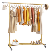 Clothing Rack , Heavy Duty Clothes Rack for Hanging Clothes , Freestanding Rolling Clothes Rack with Wheels, Portable Metal Garment Rack for hanging clothes, Gold