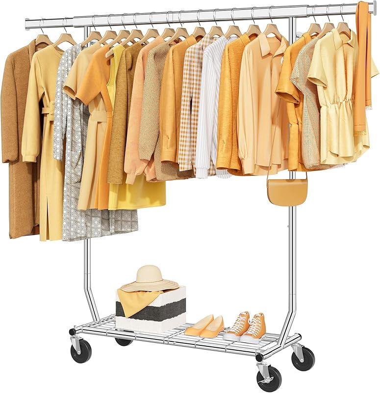 Clothing Rack Heavy Duty Clothes Racks Foldable Garment Rack with ...