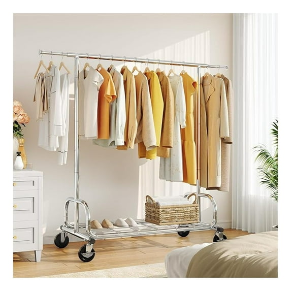 Clothing Rack, Portable Clothes Rack for Hanging Clothes with Lockable ...