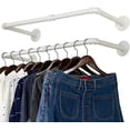 thumbnail image 1 of Clothing Rack Wall Mount White,24" Industrial Pipe Clothes Rack for Hanging Clothes,Heavy Duty Iron Garment Rack Bar,Retail Display Clothes Rod for Closet,Laundry Room,2 Packs, 1 of 6