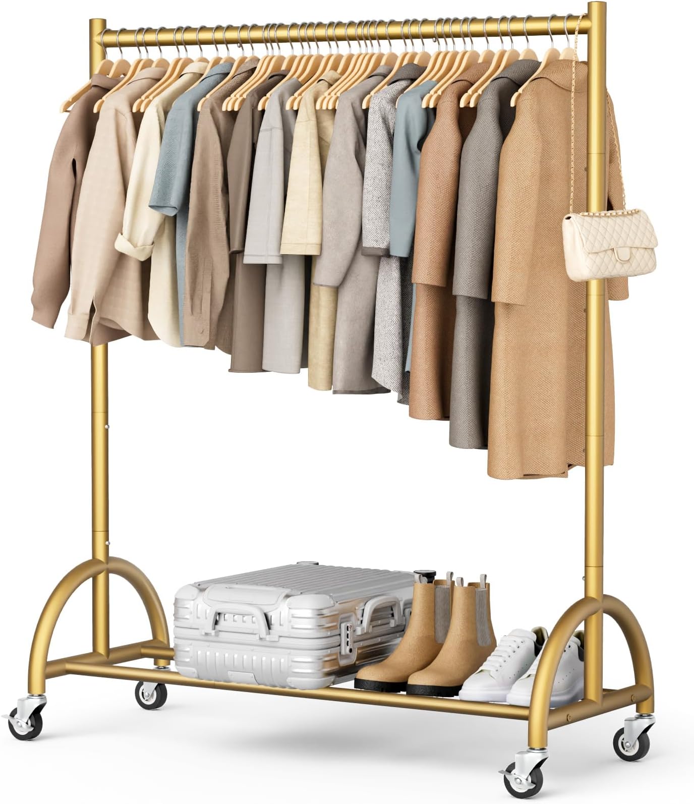 Clothing Rack with Wheels Rolling Clothes Racks for Clothes, Coats ...