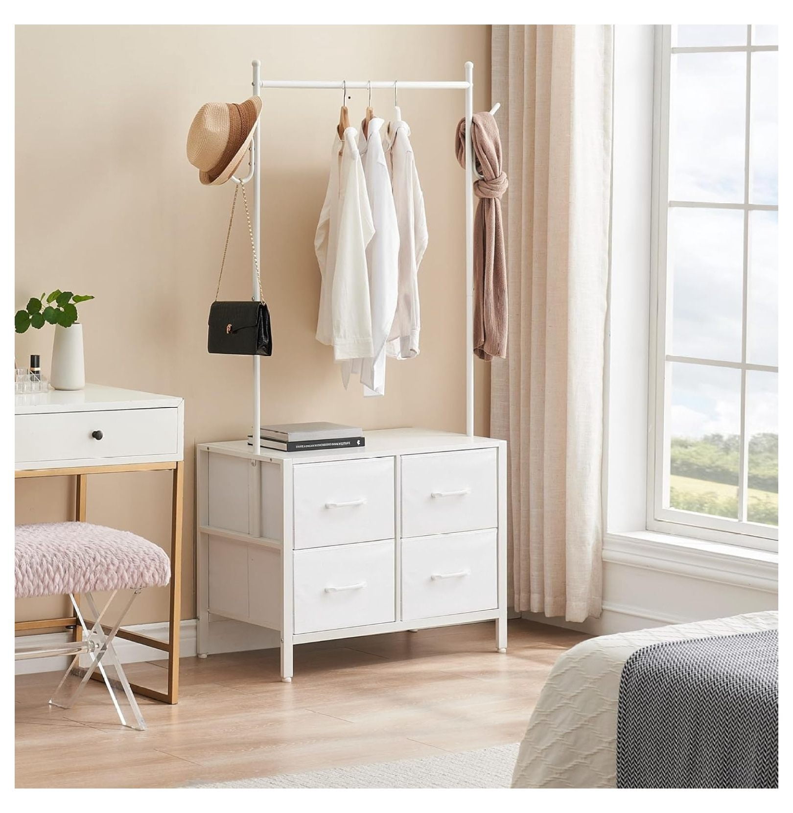 Clothing Racks With 4 Drawers, Heavy Duty Clothes Rack for Hanging ...