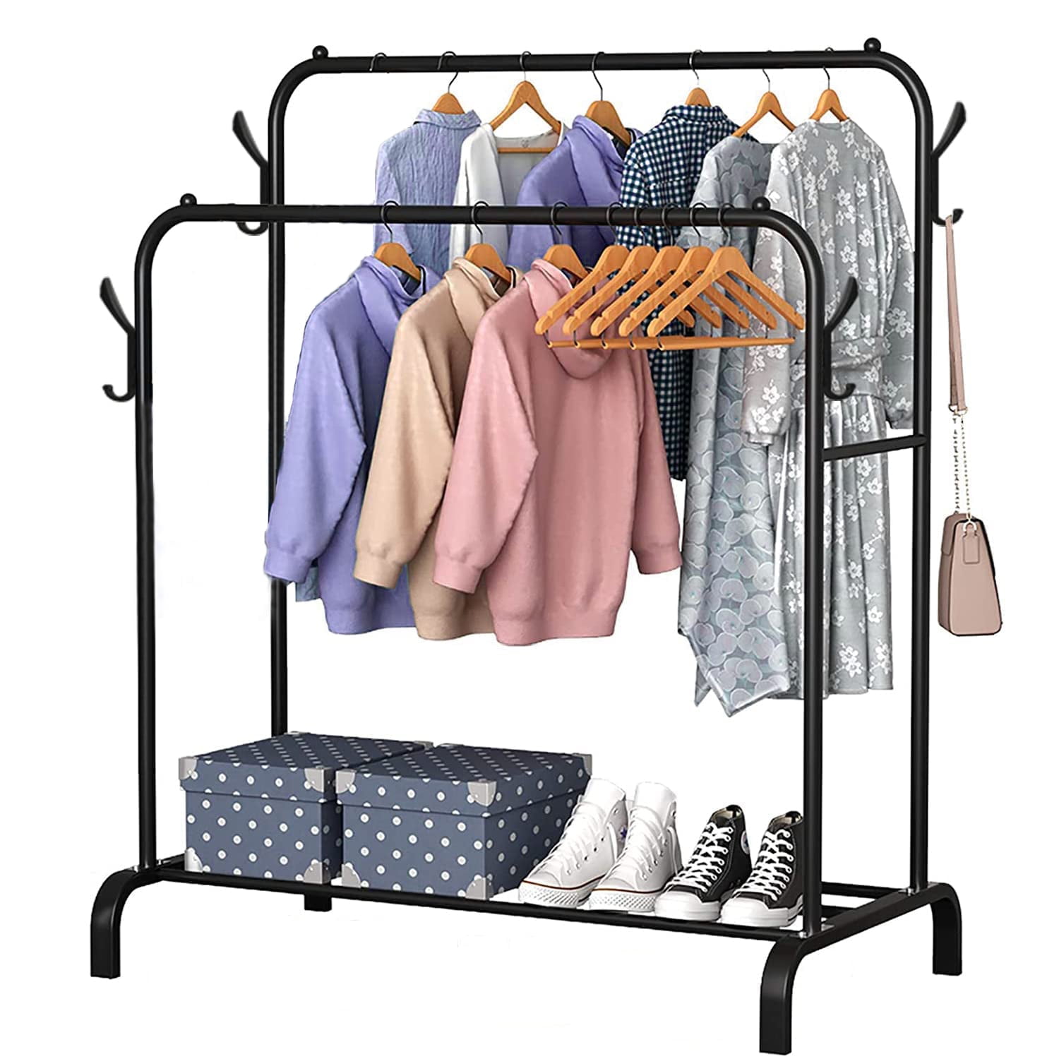 Clothing Racks for Hanging Clothes,Double Pole Clothes Rack Heavy Duty