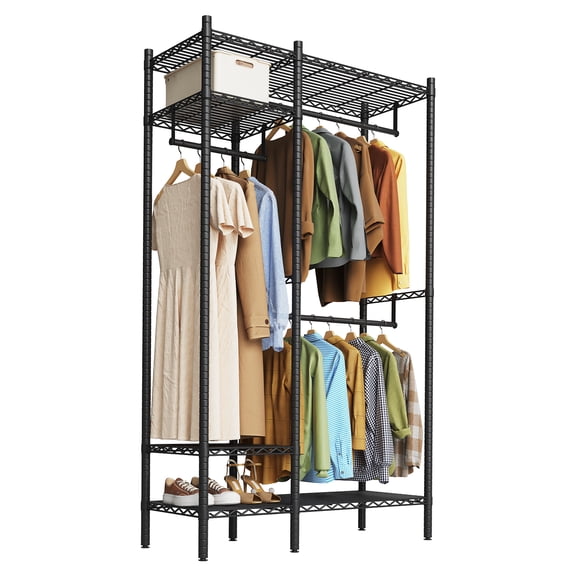 Clothing Racks for Hanging Clothes, Heavy Duty Clothes Rack with Shelves, Portable Closet Racks 4 Tiers Freestanding Closet, Load 850 LBS