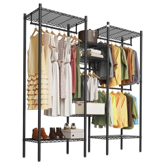 Clothing Racks for Hanging Clothes, Heavy Duty Clothes Rack with Shelves, Portable Closet Racks 4 Tiers Freestanding Closet,   Load 850 LBS