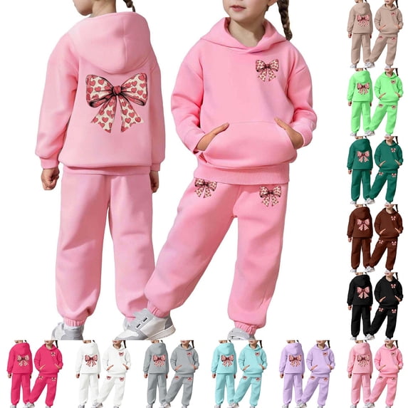 Clothing Set Boys Tracksuit Bow Graphic Hoodies and Joggers Pants Set Soccer Outfit Loose Fit Hoodie Sets 2 Pieces Sweatsuits for Boys
