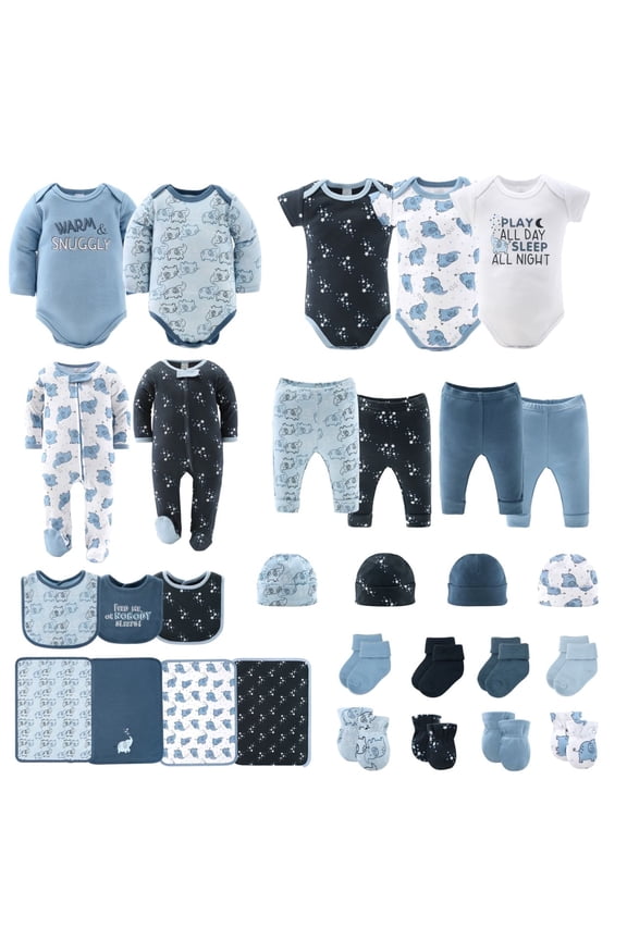 16-Piece Baby Layette Newborn Clothing Gift Set for 3 to 6 Months, Elephant Blue