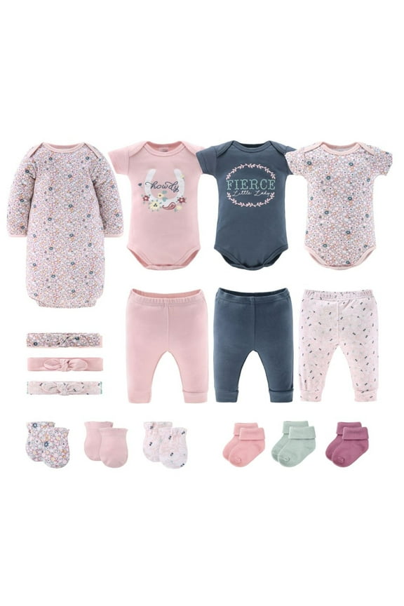 16-Piece Baby Layette Newborn Clothing Gift Set for 3 to 6 Months, Prairie Floral