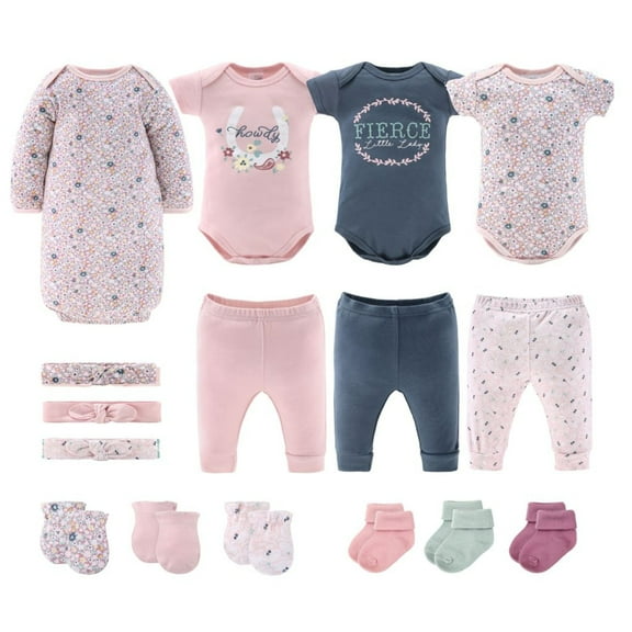 The Peanutshell 16-Piece Baby Layette Newborn Clothing Gift Set for 3 to 6 Months, Prairie Floral