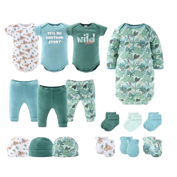 The Peanutshell 16-Piece Baby Layette Newborn Clothing Gift Set for 6 to 9 Months, Wild Jungle