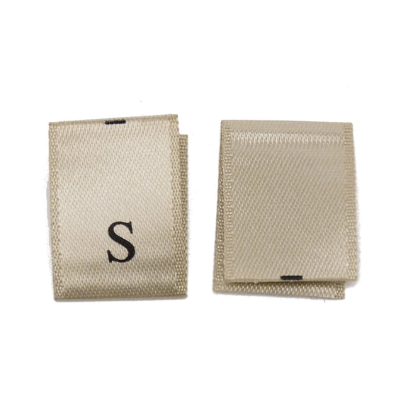 Clothing Size Labels Woven Crafting Craft Labels for Clothing Sewing Size S Dark Khaki 36.5x13x0.2mm 100pcs/bag Cloth