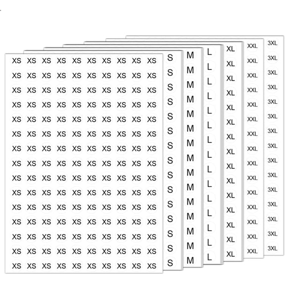 Clothing Size Stickers Sheets, 4200 Pcs 1/2 Inch XS-XXXL