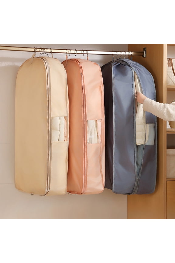 Clothing Storage Bag Wardrobe Organizer, Hanging Compressed Dust Cover for Jackets and Coats, Space-saving Polyester Garment Protector, Topliu