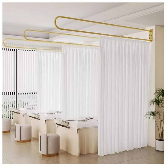 Clothing Store Fitting Room, Room Divider Privacy Cubicle Curtain, Metal Curtain Rod,Wall Mount Room Dividers for Beauty Salon Bedroom