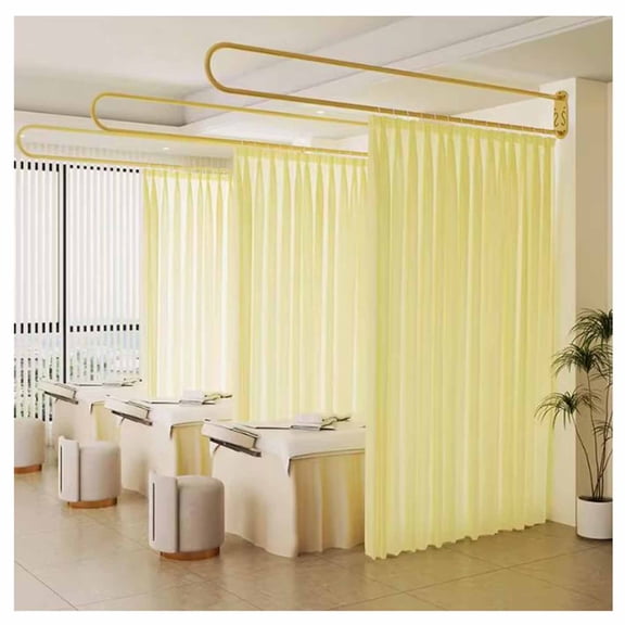 Clothing Store Fitting Room, Room Divider Privacy Cubicle Curtain, Metal Curtain Rod,Wall Mount Room Dividers for Beauty Salon Bedroom