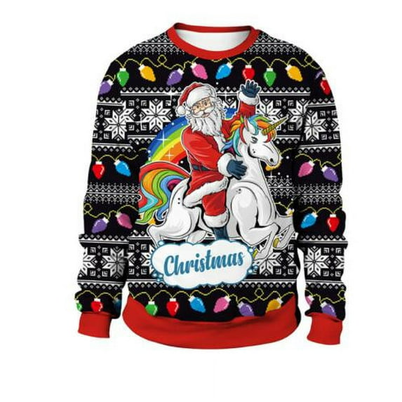 Clothing Wholesale Unisex Men Women 2024 Ugly Christmas Sweater Santa Elf Christmas Funny Fake Hair Sweater Autumn Winter Tops (4,XXL)