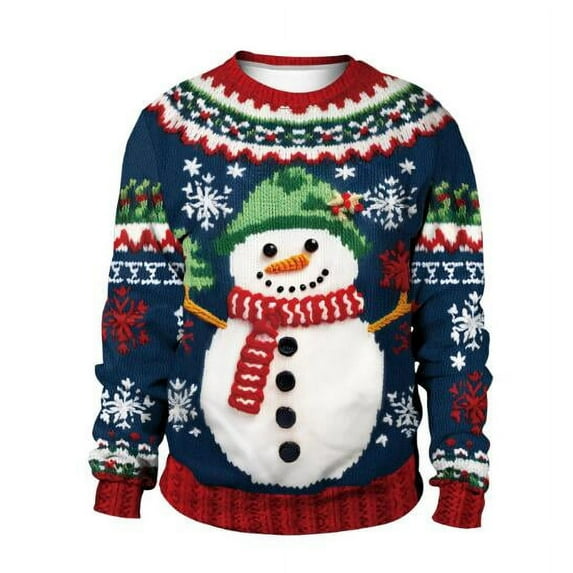 Clothing Wholesale Unisex Men Women 2024 Ugly Christmas Sweater Santa Elf Christmas Funny Fake Hair Sweater Autumn Winter Tops (8,M)