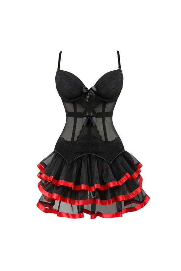 Clothing Womens Corset Dresses Bustier Skirt Tutu Gothic Lace Set Strapless for Elegant