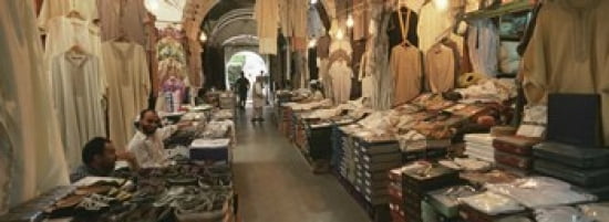 Clothing stores in a market Souk Al-Liffa Tripoli Libya Canvas Art - Panoramic Images (36 x 13)