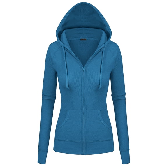 ClothingAve. Women's Active Thermal Zip Up Lightweight Hoodie Casual Warmup Jacket with Kangaroo Side Pockets Female Hoodie