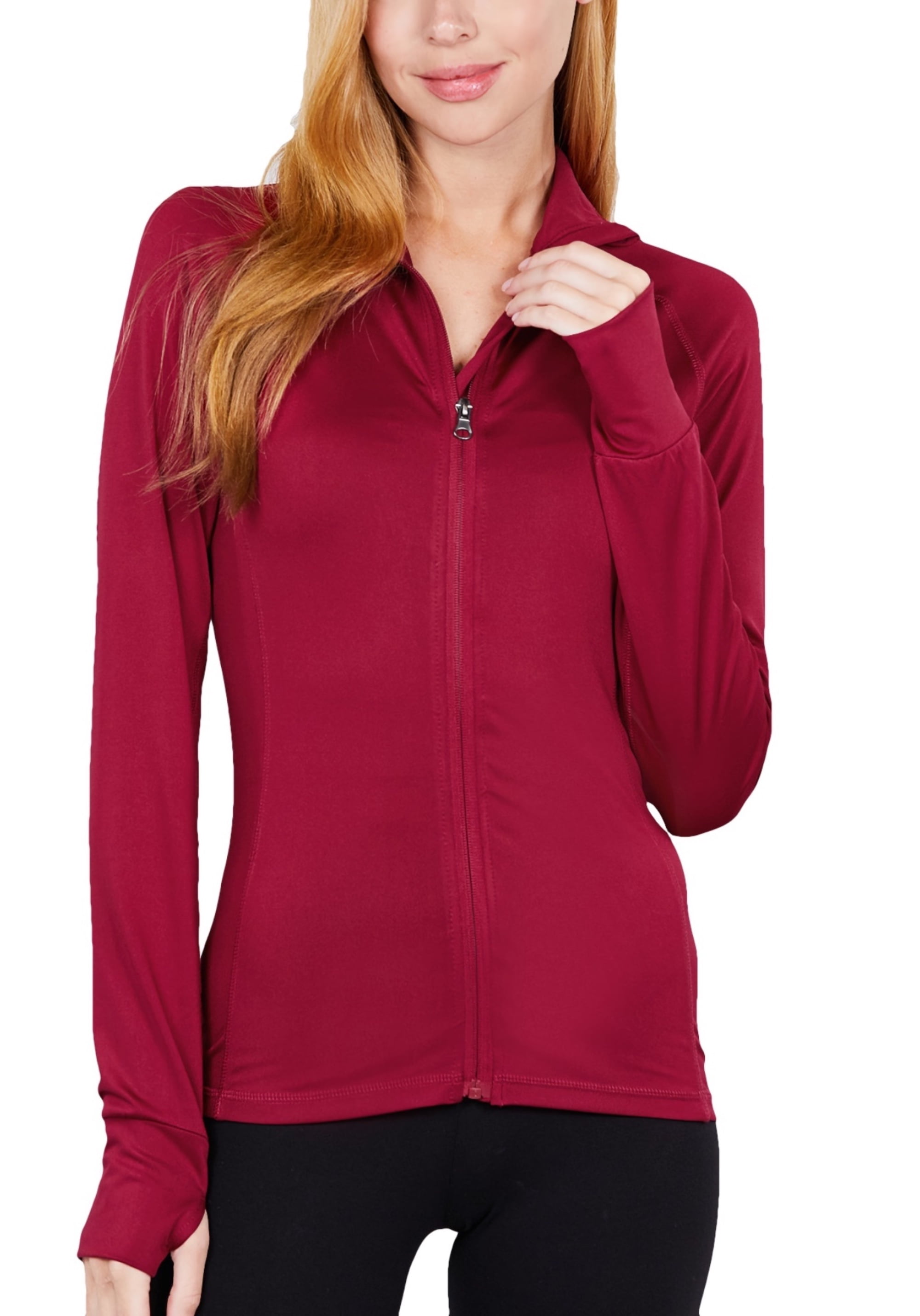ClothingAve. Women's Athletic Track Jacket for Running, Workout, Yoga Long Sleeve Full Zip Up