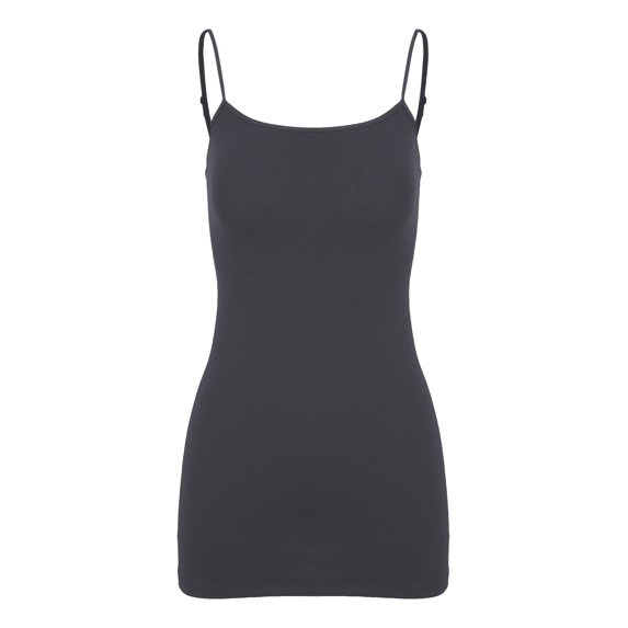 ClothingAve. Women's Basic Cami w/ Adjustable Spaghetti Straps(S-L) Charcoal Grey Medium
