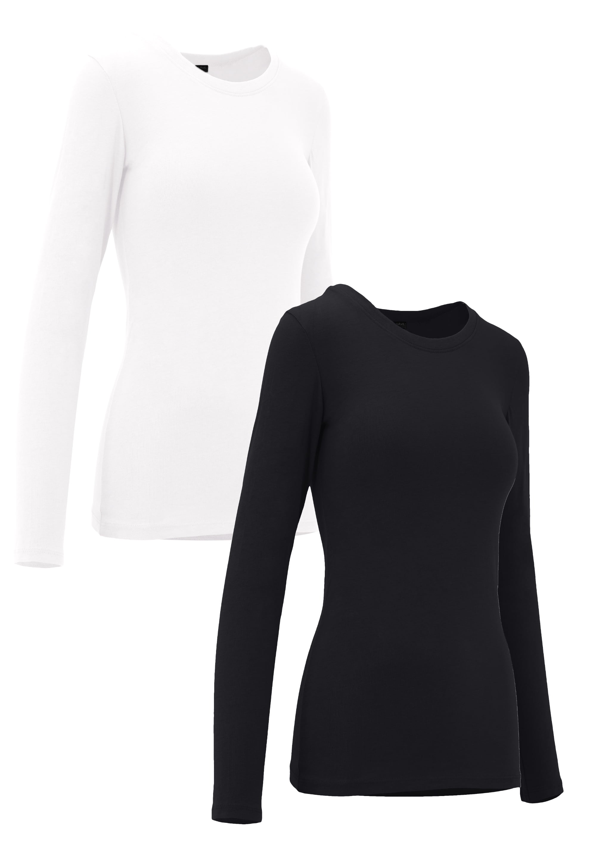 ClothingAve. Women's Comfy Long Sleeve Round Neck Undershirt Fitted Top