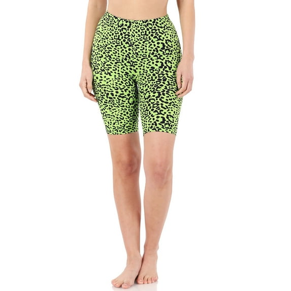 ClothingAve. Womens Simple Biker Shorts Buttery Soft Moisture-Wicking and Stretch Fabric | Athleisure Leggings Leopard_Green X-Large