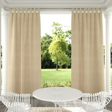 Clothink 1 Panel Outdoor Curtain 50x84inch Beige Tap Top Thermal Insulated Blackout Outdoor Curtain Drape for Patio Front Porch