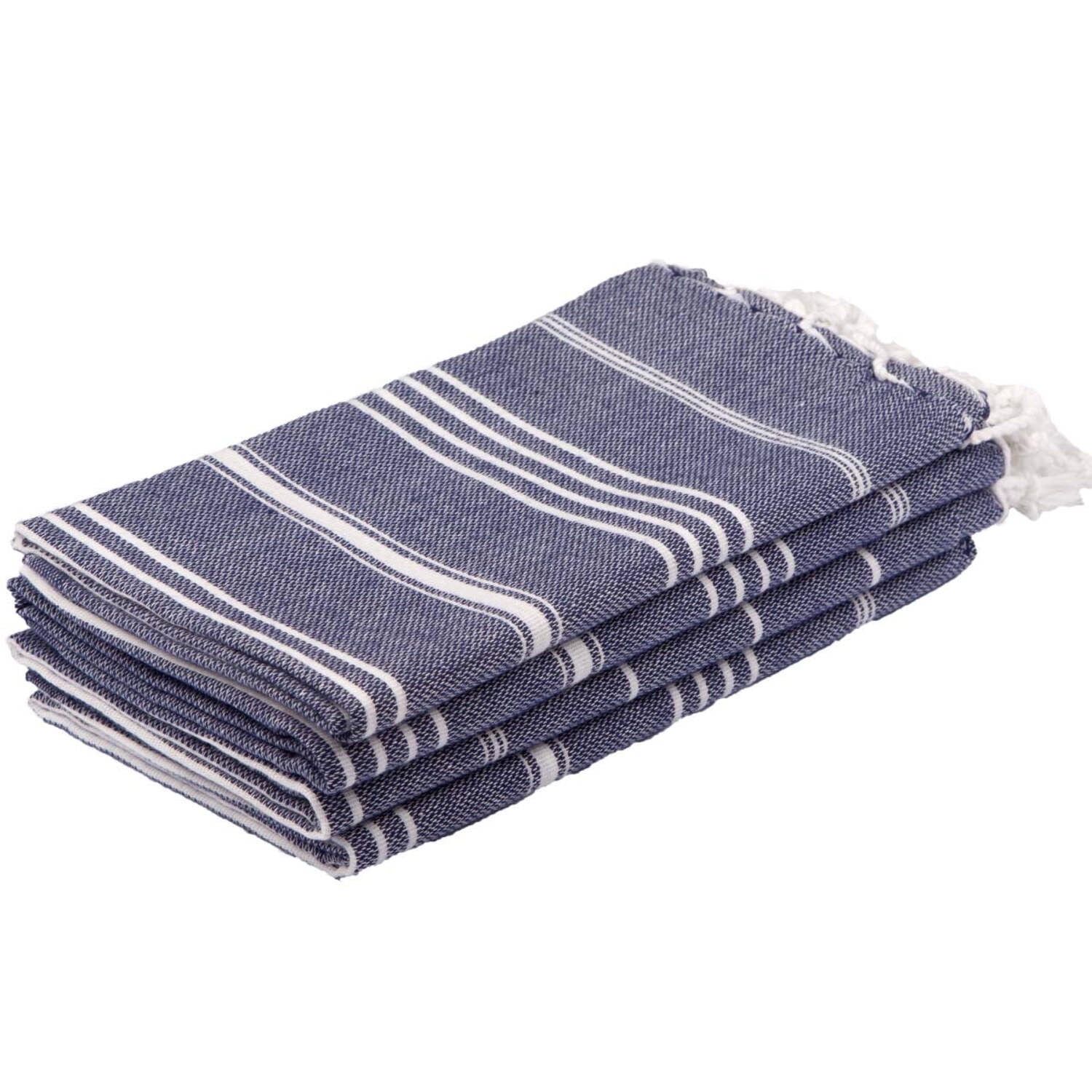 Clotho Hand Towel Set of 4, Navy, 100% Cotton 18 X 40 inches (Classic)