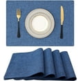 thumbnail image 1 of Cloths Placemats for Dining Table Set of 4, Heat Resistant Washable Cotton Linen Blend Table Mats, Easy to Clean Non-Slip Place Mats, 13" x 19", Blue, 1 of 6